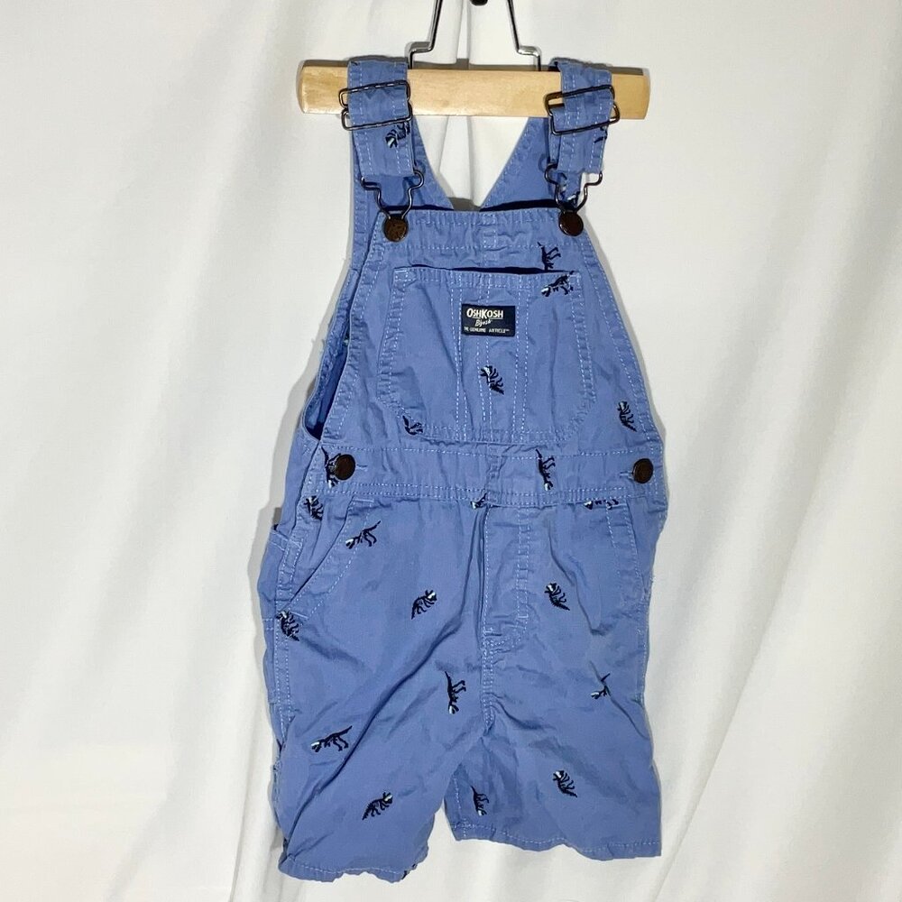 OshKosh Bgosh Boys 3T Dinosaur Embroidered Blue Overalls